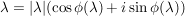 $ \lambda=|\lambda|(\cos\phi(\lambda)+i\sin\phi(\lambda)) $ $ \lambda=|\lambda|(\cos\phi(\lambda)+i\sin\phi(\lambda)) $