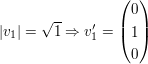 $ |v_1|=\sqrt{1} \Rightarrow v_1'=\pmat{0\\1\\0} $