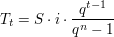 $ T_t = S\cdot{}i\cdot{}\bruch{q^{t-1}}{q^n -1} $ $ T_t = S\cdot{}i\cdot{}\bruch{q^{t-1}}{q^n -1} $