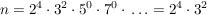 $ n=2^4\cdot{}3^2\cdot{}5^0\cdot{}7^0\cdot{}\ldots=2^4\cdot{}3^2 $ $ n=2^4\cdot{}3^2\cdot{}5^0\cdot{}7^0\cdot{}\ldots=2^4\cdot{}3^2 $