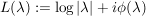 $ L(\lambda):=\log|\lambda|+i\phi(\lambda) $ $ L(\lambda):=\log|\lambda|+i\phi(\lambda) $