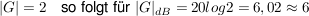 $ |G|=2\quad \mbox{so folgt für } |G|_{dB}=20log2=6,02\approx 6 $ $ |G|=2\quad \mbox{so folgt für } |G|_{dB}=20log2=6,02\approx 6 $