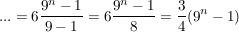 $ ... = 6\bruch{9^n-1}{9-1}=6\bruch{9^n-1}{8}=\bruch{3}{4}(9^n-1) $ $ ... = 6\bruch{9^n-1}{9-1}=6\bruch{9^n-1}{8}=\bruch{3}{4}(9^n-1) $