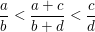 $ \frac{a}{b}<\frac{a+c}{b+d}<\frac{c}{d} $ $ \frac{a}{b}<\frac{a+c}{b+d}<\frac{c}{d} $